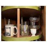 LAZY SUSAN, ETCHED CHAMPAGNE GLASSES, MUG ETC.