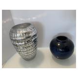SILVER-TONED CERAMIC OR METAL VASE WITH