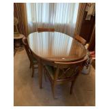 60" DINING ROOM TABLE WITH 2- 12" LEAVES, GLASS