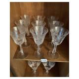 WHEEL ETCHED WINE GLASSES