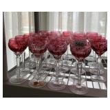NACHTMANN RUBY CUT TO CLEAR CRYSTAL WINE GLASSES