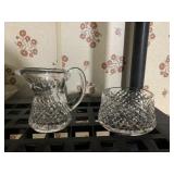 WATERFORD GLASS PITCHER WITH APPLIED HANDLE AND