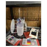 WHITE PAINTED METAL TWO-TIER LAZY SUSAN WITH MESH