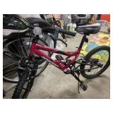 MAGENTA/PINK FULL-SUSPENSION MOUNTAIN BIKE WITH