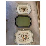 METAL SERVING TRAYS, ROOSTER TRAYS HAVE RUST