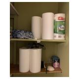 9 ROLLS OF PAPER TOWELS, DUSTERS, ETC.