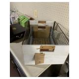 WHITE-PAINTED WOODEN ENCLOSURE WITH WIRE MESH