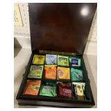 DARK WOOD HINGED BOX WITH BRASS HARDWARE AND