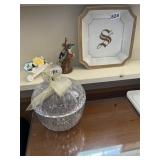 PORCELAIN "S" PLATE COVERED CANDY DISH, LEFTON