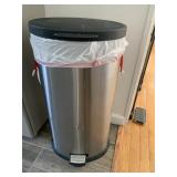 STAINLESS STEEL CYLINDRICAL TRASH CAN WITH BLACK