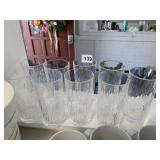 SET OF EIGHT CLEAR GLASS TUMBLERS WITH VERTICAL