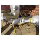 PAIR OF YELLOW PAINTED METAL PLANTERS
