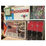 GAMES INCLUDING NEVER USED FLOOR MAT CHECKERS,