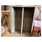 GREEN PAINTED TWO SHELF BOOKCASE