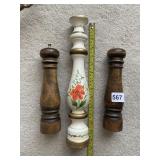 TALL HAND PAINTED PEPPER MILL AND SALT AND PEPPER