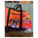 3 CANS SHAVE FOAM, HEFTY SLIDER GALLON BAGS, TOTE