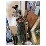 GOLF CLUBS AND IRONS IN GOLF BAG INCLUDING