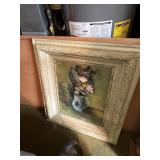 FLOWERS IN PICTURE IN ORNATE FRAME