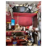 RIGHT SIDE OF WORKBENCH INCLUDING NAILS, HOOKS,