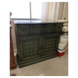 GREEN FLIP TOP BAR WITH DRINK RACK AND CABINET