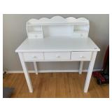 WHITE-PAINTED WOODEN DESK WITH HUTCH TOP,