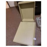 TWO CREAM-COLORED PLASTIC REFRIGERATOR CRISPER