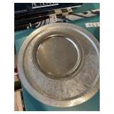 ALUMINUM LAZY SUSAN AND SILVER-PLATED DISH