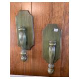 GREEN PAINTED CANDLE WALL SCONCES