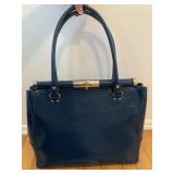 KATE SPADE NAVY BLUE EMBOSSED CROCODILE-TEXTURED
