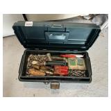 FISHING TACKLE BOX WITH VINTAGE LURES AND FISHING