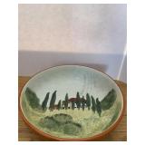 CERAMIC BOWL WITH HAND-PAINTED LANDSCAPE SCENE