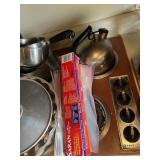 TEA KETTLE, CAKE MOLD, ZIPLOC, ETC.