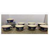 SET OF EIGHT PORCELAIN TEACUPS AND SIX SAUCERS