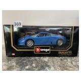 BURAGO - BUGATTI EB 110 1991, 1:18 SCALE, BLUE,