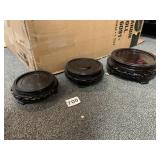 CHINESE CARVED WOOD VASE OR BOWL STANDS