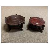 TWO CHINESE WOOD BOWL OR VASE STANDS
