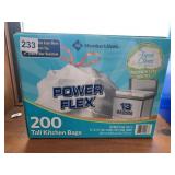 NEW BOX OF 200 POWER FLEX TALL KITCHEN BAGS