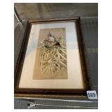 ROOSTER ON A WAGON WHEEL PRINT