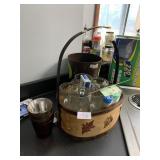 LEAF DESIGN BASKET WITH A SORTED GLASS STEINS,