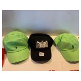 THREE NEW HATS INCLUDING POLO, JE MACHINE