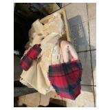 VTG BABY COAT AND BUNTING, BLANKETS, TOWELS,