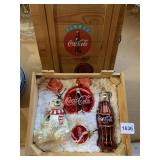 COCA-COLA ORNAMENT SET - POLAR BEAR, BOTTLE,