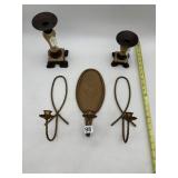 FAUX STONE CANDLESTICKS, TWISTED METAL OVAL WALL