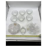 VINTAGE PRESSED GLASS DESSERT DISHES, SERVING