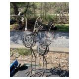 PR METAL PEACOCK GARDEN STAKES W/ GREEN GLASS