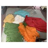 ASSORTED TEXTILE THROWS, POM-POM TRIM,