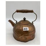 REVERE WARE VINTAGE COPPER TEA KETTLE W/ WOOD