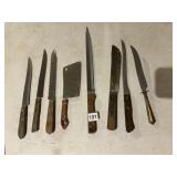 ASSORTED KITCHEN KNIVES W/ WOOD HANDLES, SERRATED