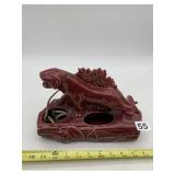 CERAMIC FIGURAL PANTHER WALL SCONCE, BURGUNDY
