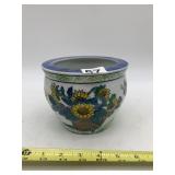 CERAMIC PLANTER, SUNFLOWER AND BUTTERFLY